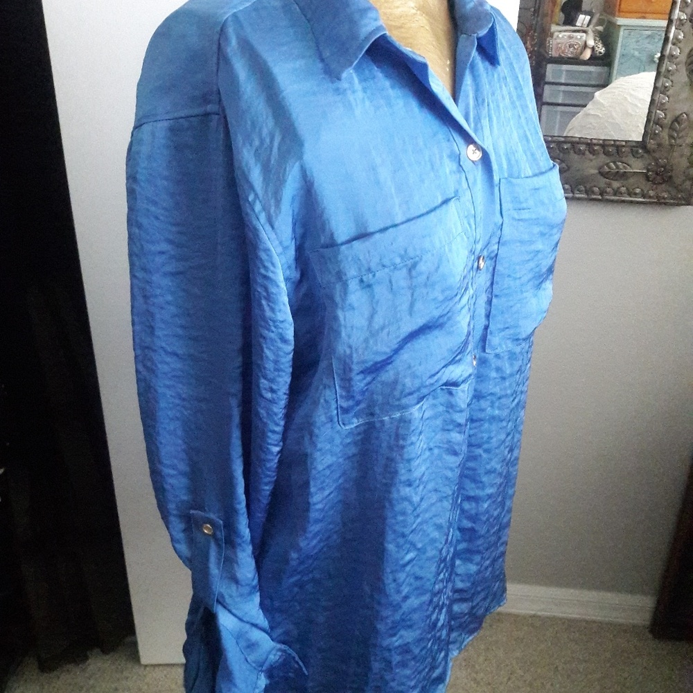 MICHAEL KORS COBAULT BLUE BLOUSE